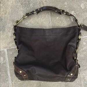 Coach “Carly” Brown Leather Shoulder Bag